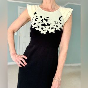 Lilly Pulitzer Black & Ivory Ruffle Sleeve Knit Dress SzSM